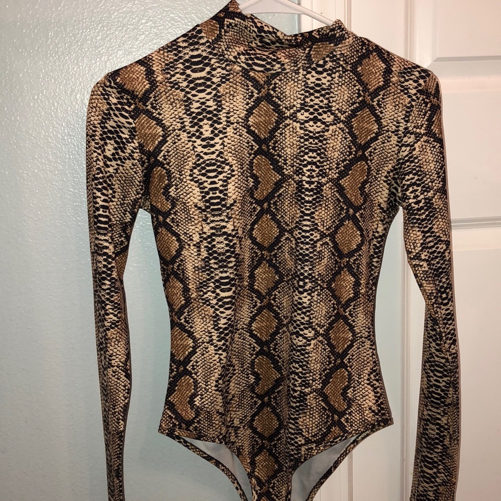 Snakeskin long sleeved bodysuit